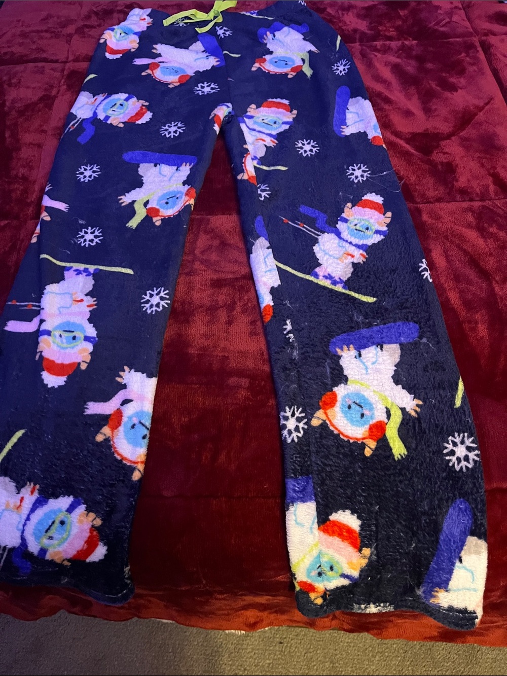Kids Navy Blue Snowman Fleece Pajama Pants